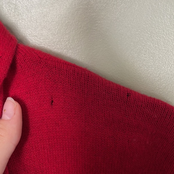 Neiman Marcus 100% Cashmere Christmas Red Open Face Cardigan XL - Picture 7 of 8
